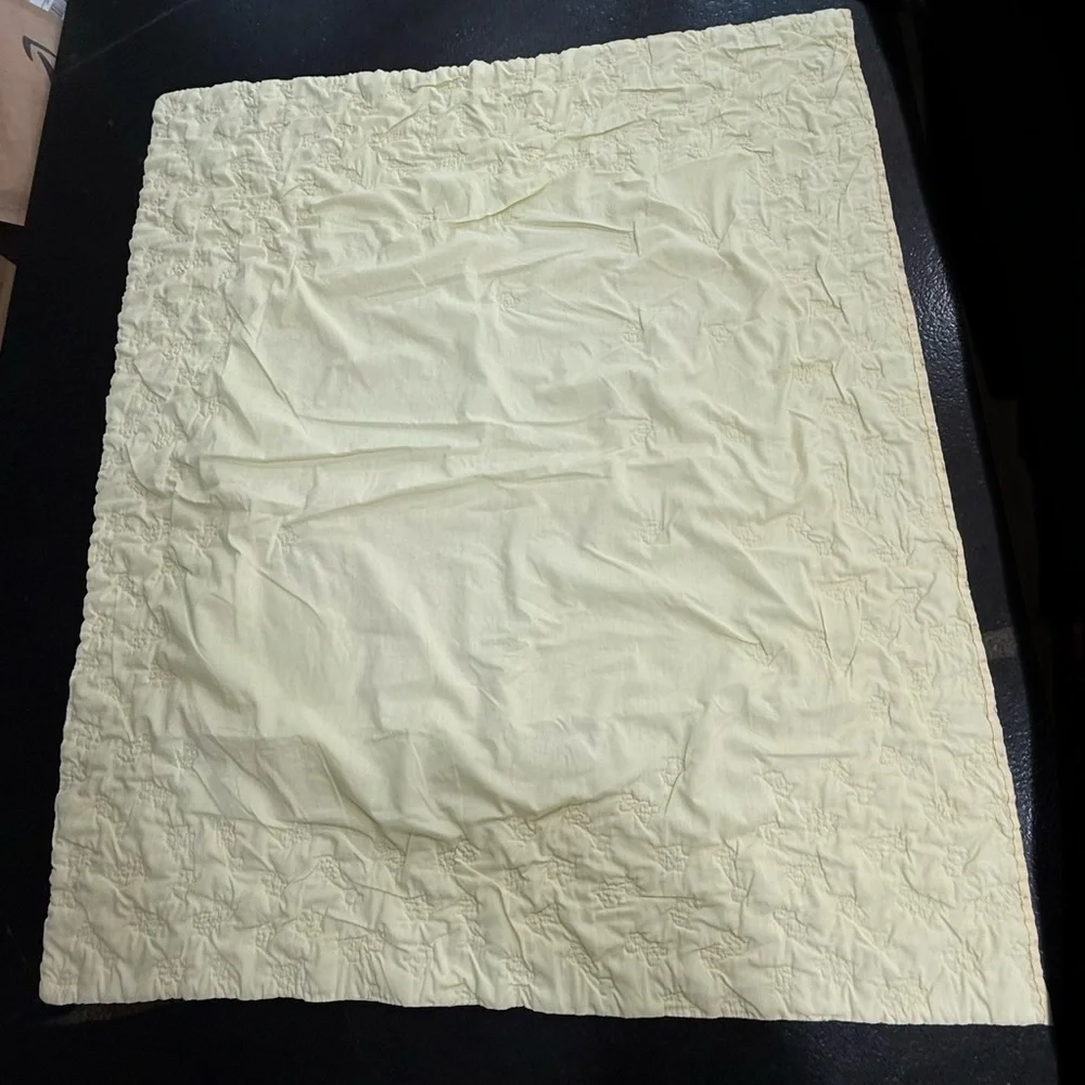 Vintage Care Bears Yellow Quilt Baby Blanket / Crib Blanket